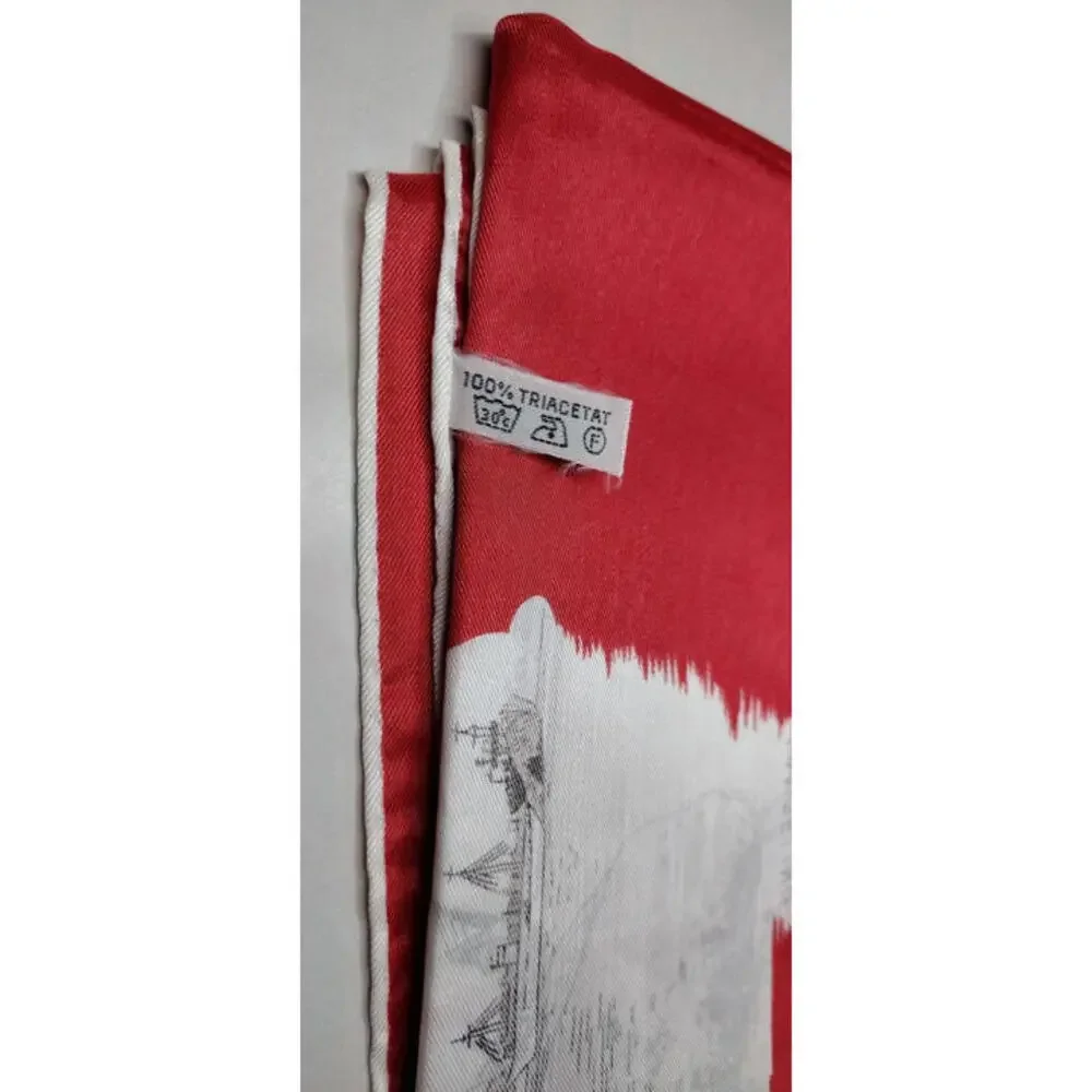 1950s Denmark Red Square Scarf Naked Lady 60s DANMARK LIVGARD TRIACETAT POSTBUD